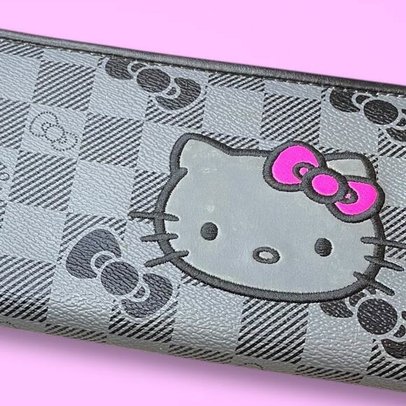 NWT SANRIO HELLO KITTY Black and Gray Hello Kitty Zip Around Wallet/Clutch - Picture 2 of 15